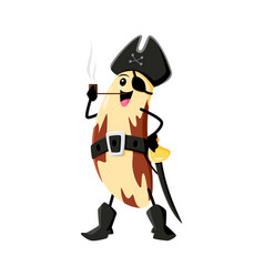 Cartoon Brazil Nut Pirate Dressed In Captain Hat