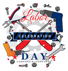 Labor Day Logo Hard Worker Strong Man World