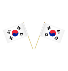 Two South Korean Flags Isolated On White