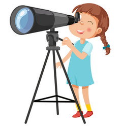 A Girl Looking Through Telescope