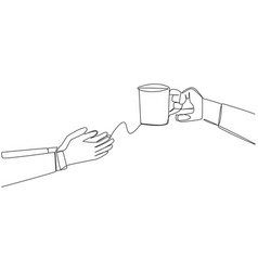 Continuous One Line Drawing Hand Giving Mug Glass