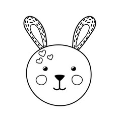 Cute Rabbit Face Coloring Page For Kids Funny