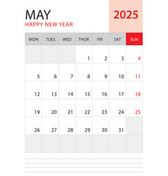 May 2025 Calendar 2025 Template