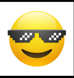 Smiling Emoticon With Thug Life Pixel Glasses