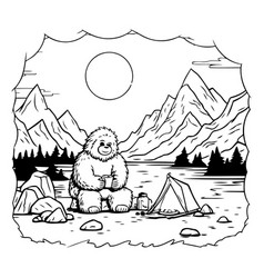 Cute Bear With Tent Camping In The Camp Graphic