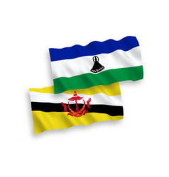 Flags Of Brunei And Lesotho On A White Background