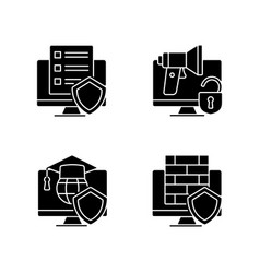 Protect Private Data Black Glyph Icons Set