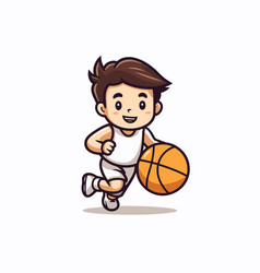 Boy Playing Basketball Cartoon Mascot Character