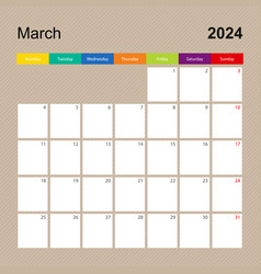 Calendar Page For March 2024 Wall Planner