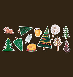 Set Of Christmas Stickers Hand Drawing