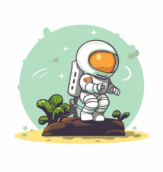 Astronaut On The Ground Of A Cartoon Character