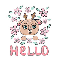 Cute Little Deer And Written Phrase Hello