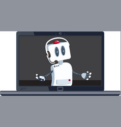 Happy Chatbot Robot On A Laptop Display Talking