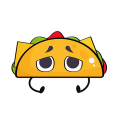 Isolated Cute Sad Taco Cartoon Character