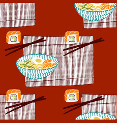 Seamless Pattern With Asian Food Cuisine Soup