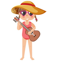 A Girl Playing Guitar In Summer Theme