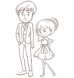 A Simple Sketch Of Couple In Formal Attire