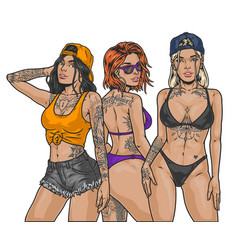 California Hot Women Colorful Sketch