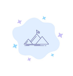 Success Mountain Peak Flag Blue Icon On Abstract