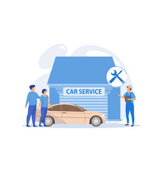 Auto Mechanic And Business People At Car Service