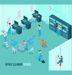 Professional Office Cleaning Service Isometric