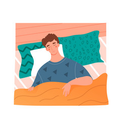 Young Man Asleep In His Bed On A Pillow