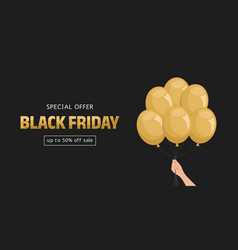 Black Friday Sale Banner Hand Holding Golden