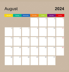 Calendar Page For August 2024 Wall Planner