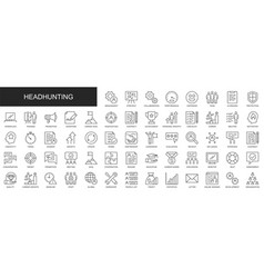 Head Hunting Web Icons Set In Thin Line Design