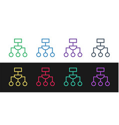 Set Line Algorithm Icon Isolated On Black And