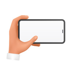 3d Hand Of Man Holding Mobile Phone With Blank