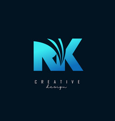 Creative Blue Letters Rk R K Logo With Leading