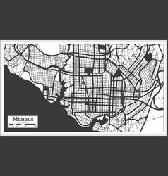 Manaus Brazil City Map In Black And White Color