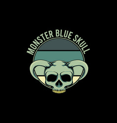 Monster Blue Skull Retro Vintage Landscape