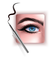 Realistic Eye Applying Eyeliner Close Up Woman