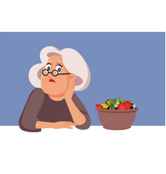 Unhappy Elderly Woman Not Eating Having No