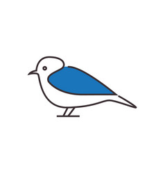 Blue Bird Line Art Icon Logo