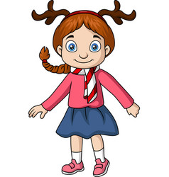 Cute Little Girl Cartoon Wearing Christmas Clothes