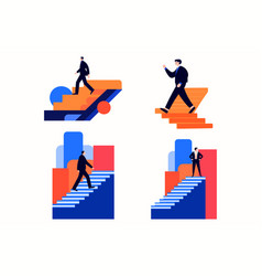 Hand Drawn Businessman Walking Up Stairs