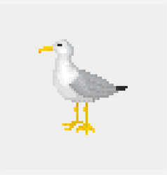 Old School 8 Bit Pixel Art Seagull Standing