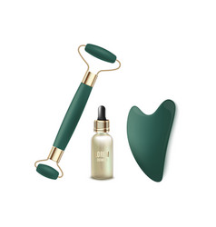 Set Of Green Gua Sha Stone Jade Roller And Face