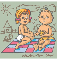 Boy And Girl On Mat