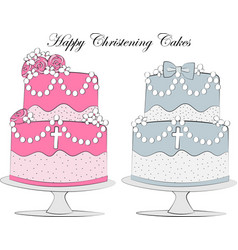 Happy Christening Cake Icons For Baby