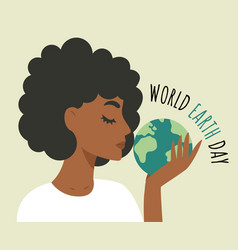 Happy Earth Day Concept African American Black