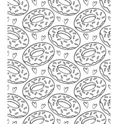 Donut Seamless Pattern Black On White Background