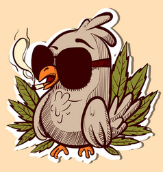 A Cartoon Pigeon With Marijuana