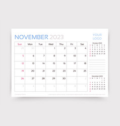 November 2023 Year Calendar Desk Monthly Planner