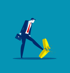 A Businessman Kicking Coin Worthless Coins