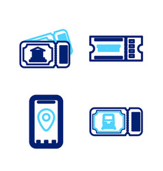 Set Line Train Ticket Infographic Of City Map