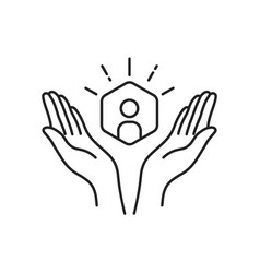 Customer Care Icon With Thin Line Hands